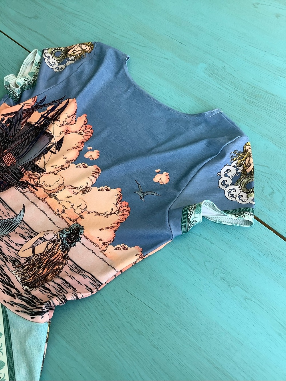 BlackMilk Bilibin’s Little Mermaid Cap Sleeve Skater Dress - Picture 4 of 7